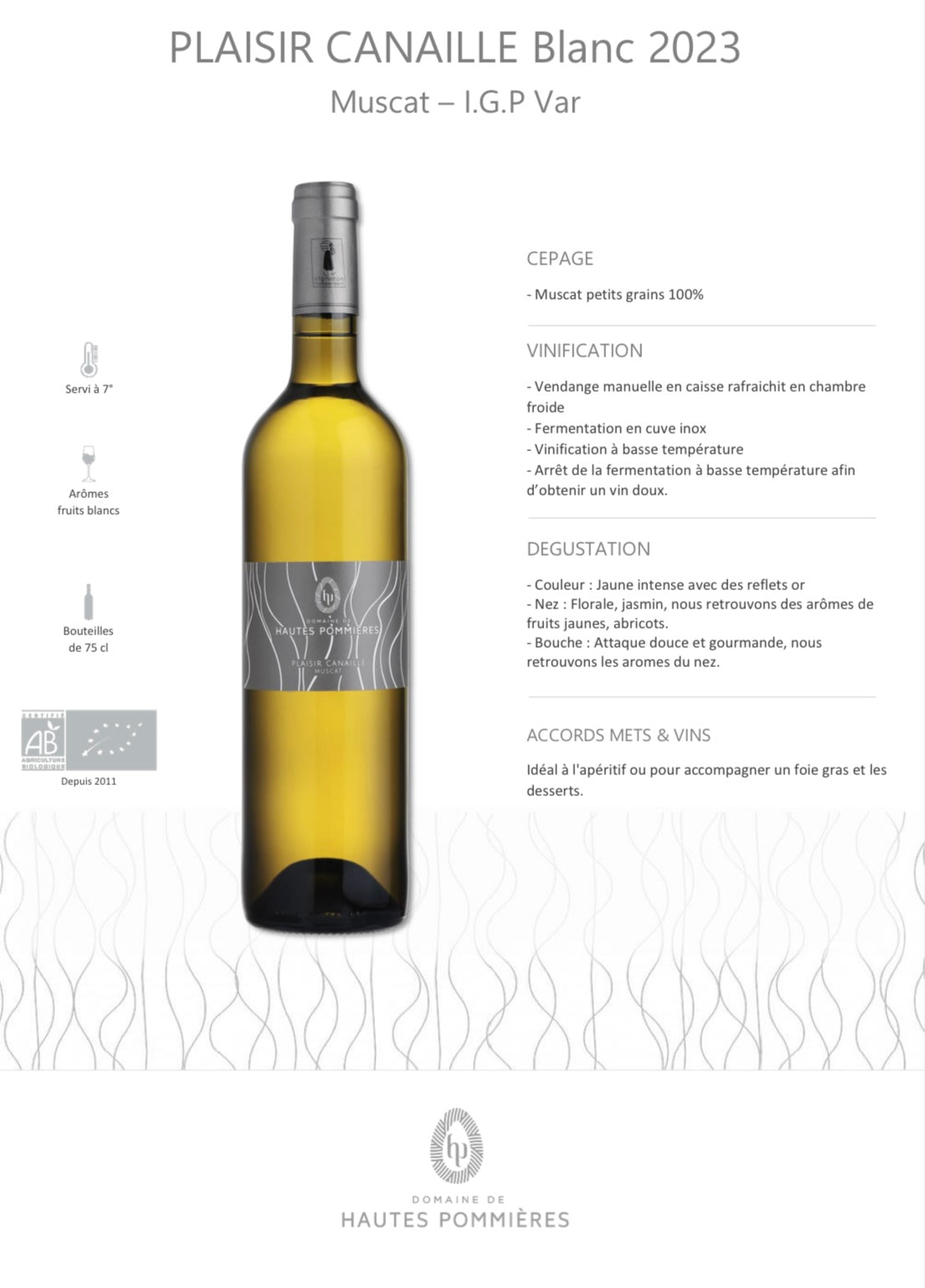 Bouteille Plaisir canaille Domaine des hautes pommières