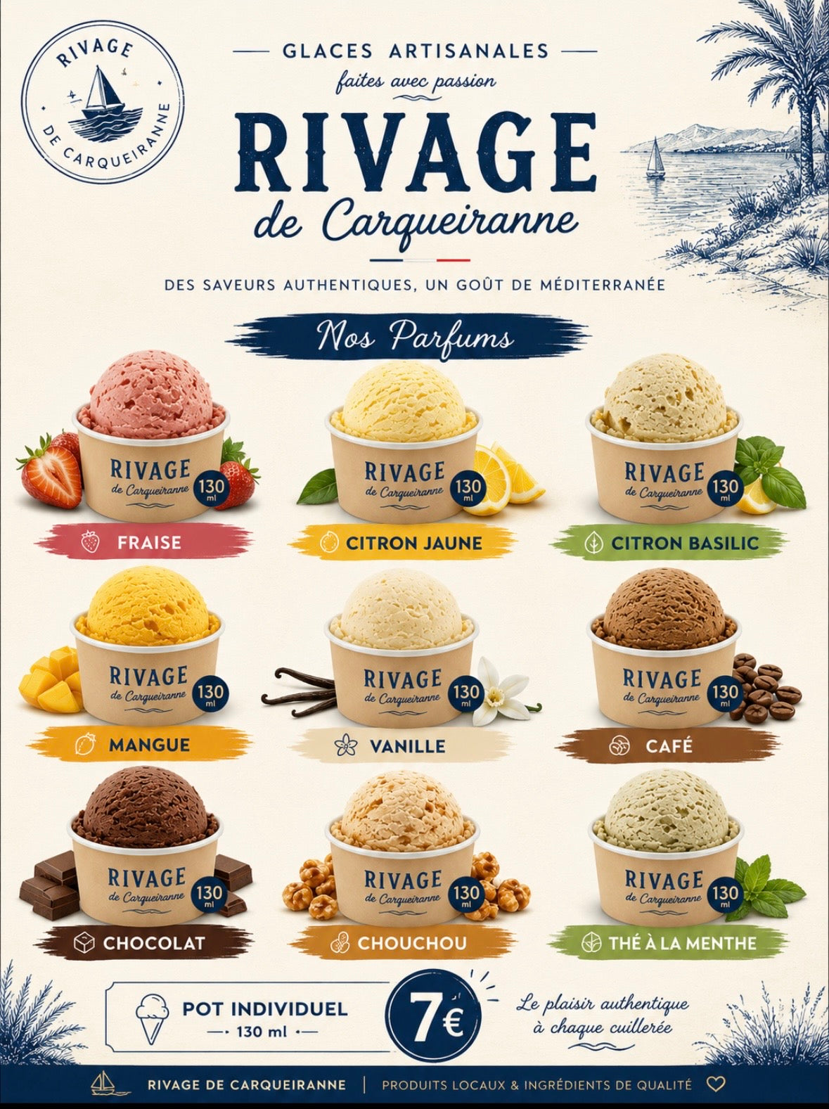 Pot de glace artisanale Rivage  à Carqueiranne