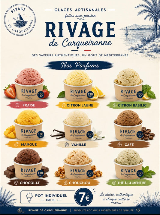 Pot de glace artisanale Rivage  à Carqueiranne