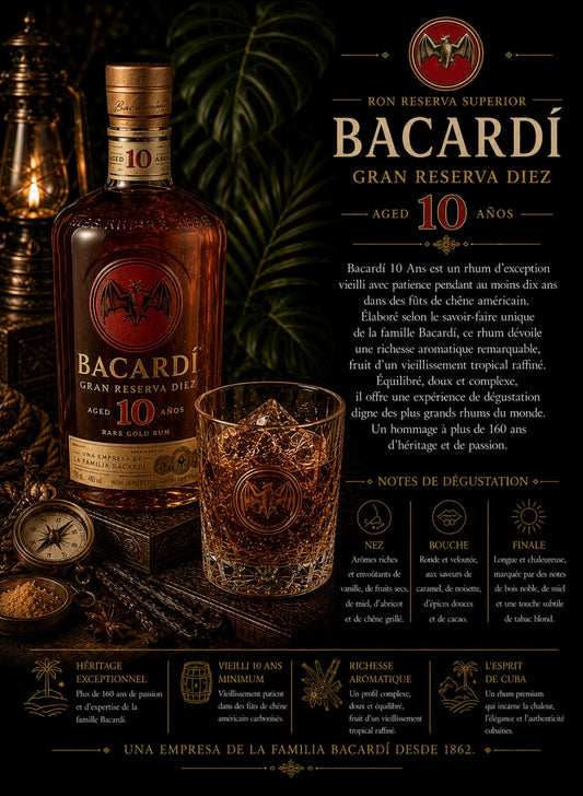Rhum Bacardi 10 ans (cuban rhum)