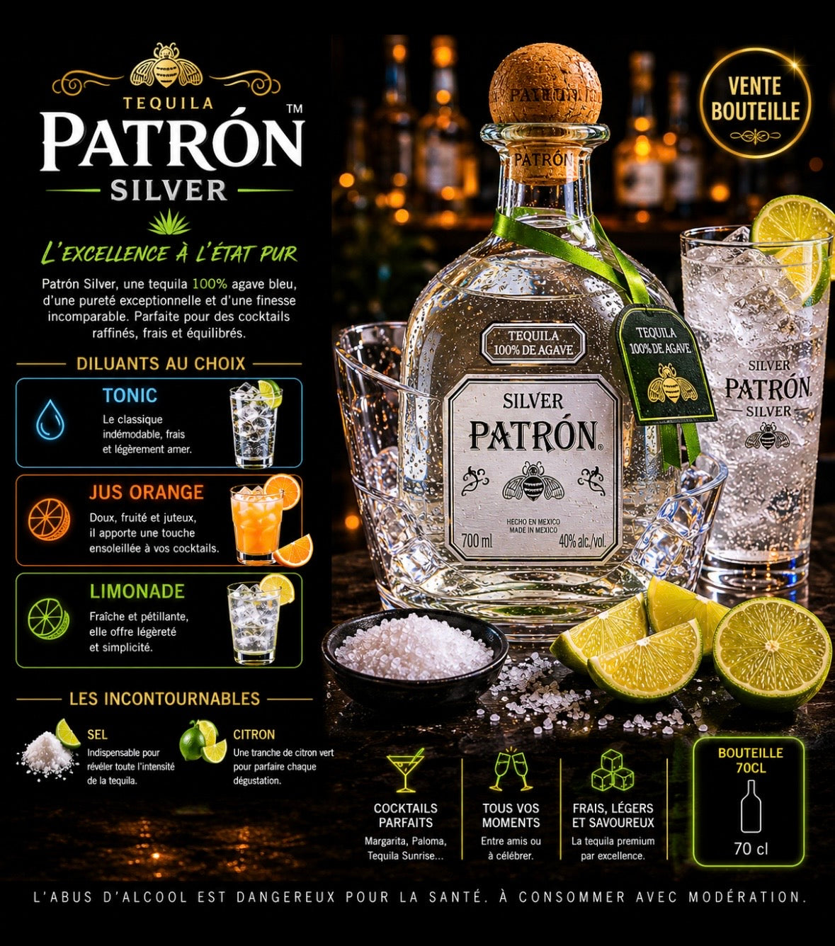 Tequila patron silver