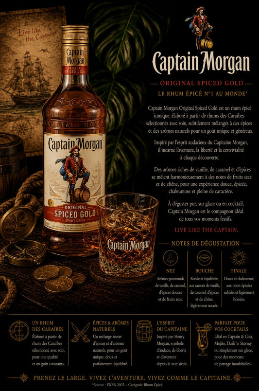 Captain Morgan Rhum Spiced  (caraîbes)
