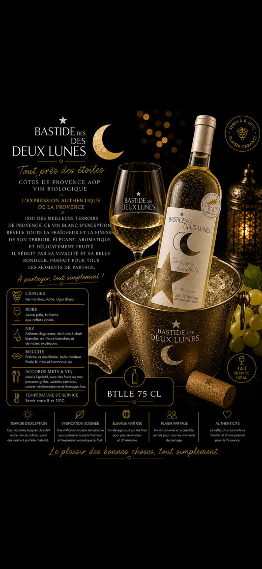 Bouteille de blanc domaine des deux lunes